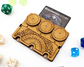 Cherry Wood Command Zone Tray: MTG EDH Damage & Life Tracker