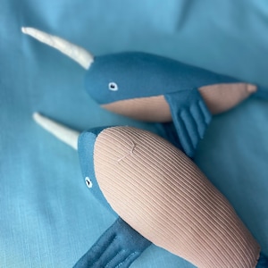 Narwhal stuffed animal, Handmade Narwhal, Baby Shower gift, narwhal soft toy, unicorn narwhal, fabric narwhal stuffed animal, Nevin Narwhal