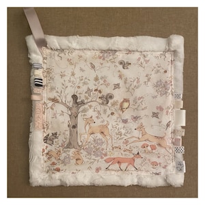 Woodland Animal Lovey: minky-beveiligingsdeken met tags, bosdieren
