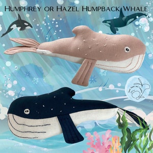 Handmade Humpback Whale Plush: Navy Blue or Blush Pink Stuffed Animal, Ocean plushie