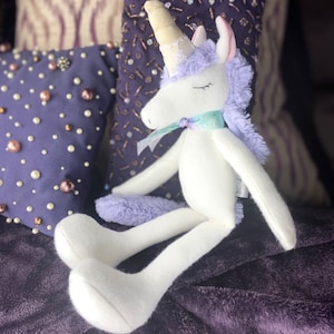 unicorn stuffed animal, stuffed animal, unicorn soft toy, unicorn doll, unicorn plushie, handmade unicorn stuffed animal, Francesca Unicorn Purple