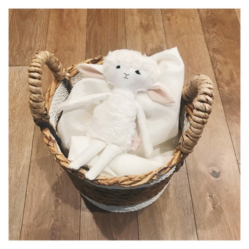 Minky Toy Minky Lamb Baby Shower, Farm animal stuffed animal Handmade Clementine Lamb