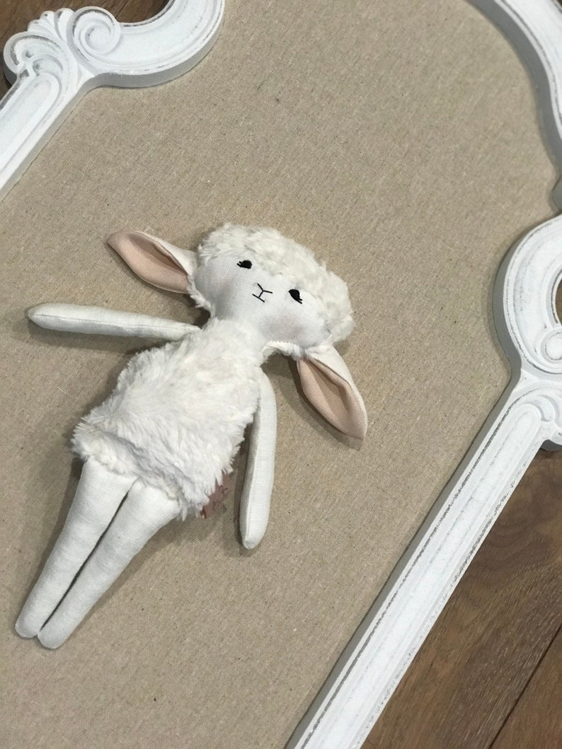 Minky Toy Minky Lamb Baby Shower, Farm animal stuffed animal Handmade Clementine Lamb