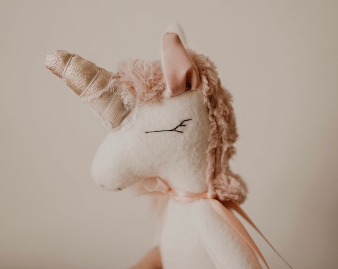 Handmade Francesca Unicorn Stuffed Animal: Plushie, Heirloom Unicorn Doll