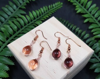 Rose Gold Crystal Earrings Boho Dainty Preciosa Bead Briolette Jewelry Minimal Chic Gift