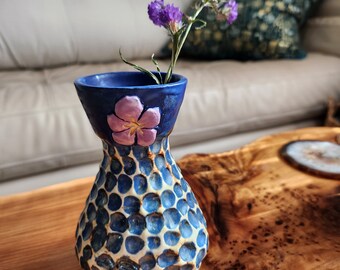 Elegant Purple Handmade Ceramic Vase - Unique Home Decor Accent