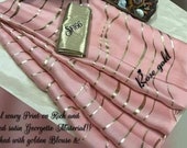 Traditional Light Pink Art Silk Designer Saree Zig Zag Printed Sari With Golden Plain Unstitched Blouse For Women Wear,Festive Wear