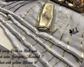 Traditional Grey Art Silk Designer Saree Zig Zag Printed Sari With Golden Plain Unstitched Blouse For Women Wear,Festive Wear