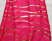 Traditional Pink Art Silk Designer Saree Zig Zag Printed Sari With Golden Plain Unstitched Blouse For Women Wear,Festive Wear