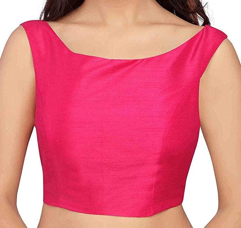 Traditional Pink Raw Art Silk New Indian Designer Readymade Off Shoulder Blouse For Women Wedding Party Wear Choli Top Tunic SariBlouse