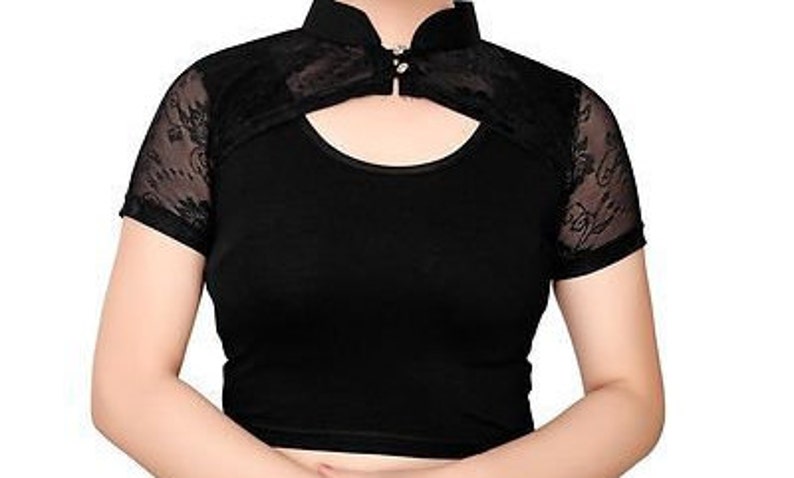 Black Stretchable Fabric Readymade Saree Blouse Choli Top Tunic For Women Party wear,Daily Wear,Casual Wear Stitched Designer Blouse