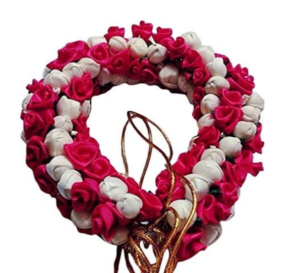 Hair Accessories Pink White Gajra Bun Juda Artificial Flower Etsy