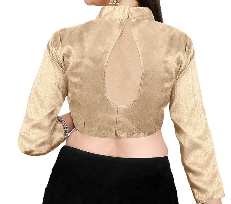 Beige Art Silk Full Sleeves Blouse For Women Wear Designer Blouse,Party Wear,Festive Wear,Casual Wear,Readymade Blouse,Top Tunic Sari Blouse