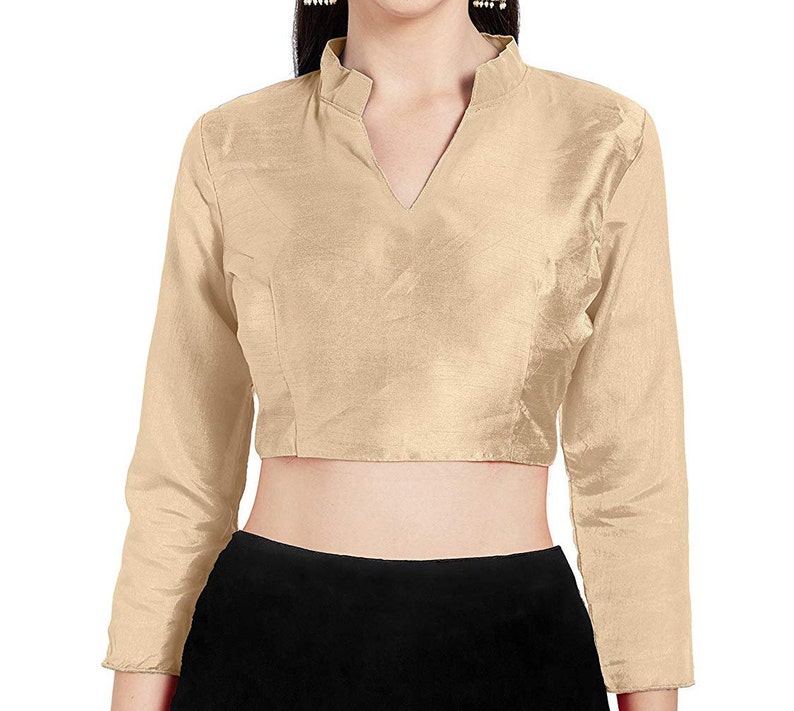 Beige Art Silk Full Sleeves Blouse For Women Wear Designer Blouse,Party Wear,Festive Wear,Casual Wear,Readymade Blouse,Top Tunic Sari Blouse