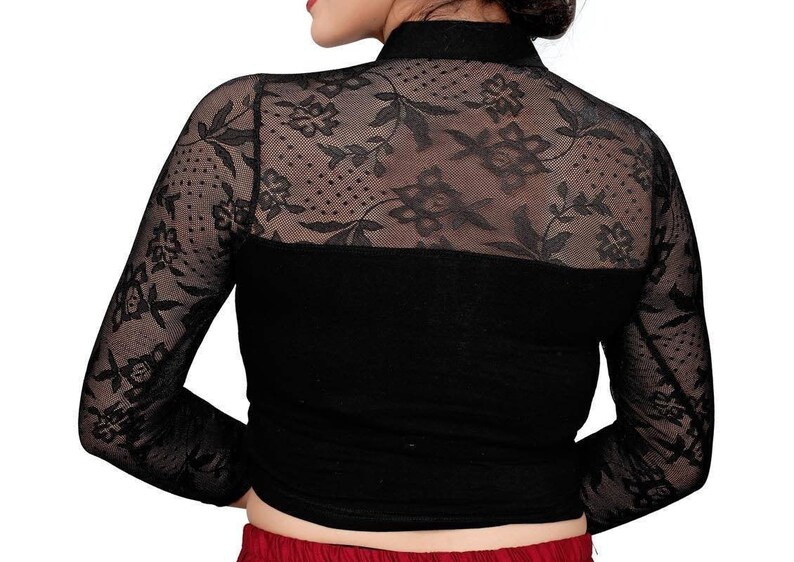Stitched Designer Blouse Black Stretchable Fabric Readymade Saree Blouse Choli Top Tunic For Women Party wear,Daily Wear,Casual Wear