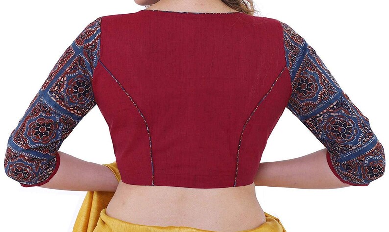 Indian Red Pure Cotton New Designer Readymade Choli Top Tunic Sari Blouse For Women Wear,Wedding Wear,Festive wear,Party Wear Blouse