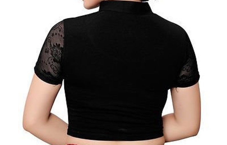 Black Stretchable Fabric Readymade Saree Blouse Choli Top Tunic For Women Party wear,Daily Wear,Casual Wear Stitched Designer Blouse