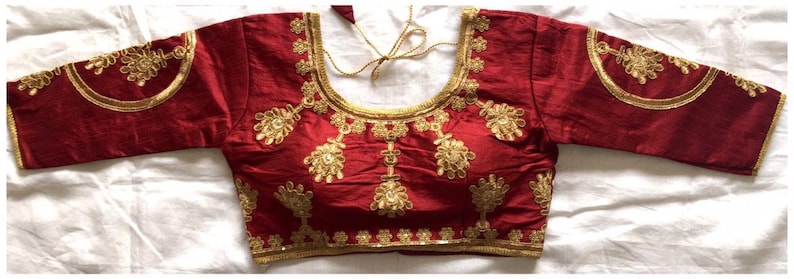 Indian Traditional Maroon Art Silk Readymade Blouse Choli Top Tunic Stitched For Women Wedding Wear Party Wear Festive Wear Designer Blouse