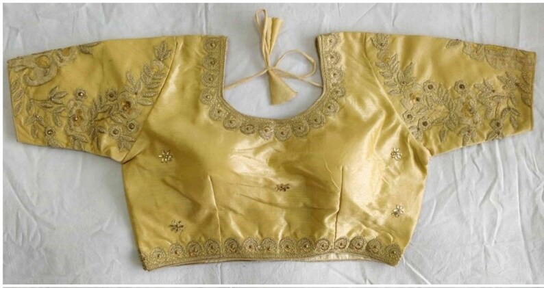 Beige Art Silk Readymade Blouse Choli Top Tunic SariBlouse For Women Wear,Party Wear,Wedding Wear,Festive Wear,Indian Designer Blouse