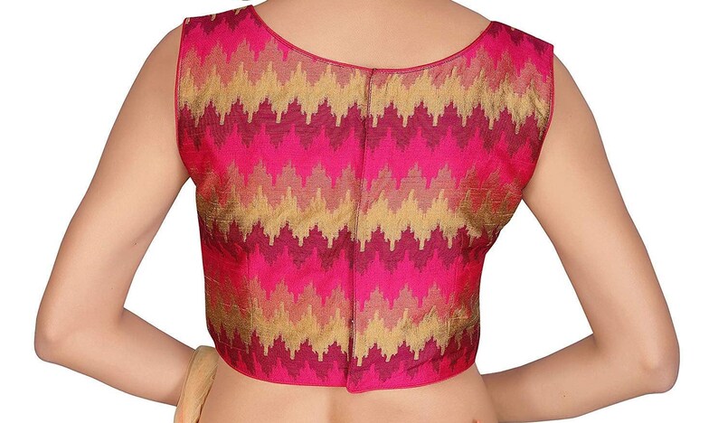 Pink Banaras Brocade Art Silk New Designer Stitched Readymade Blouse Saree Choli Top Tunic Sari Blouse For Bridal Wedding Wear Blouse