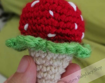 Crochet PDF pattern strawberry ice cream