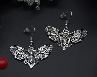 Moth earrings in Gothic style