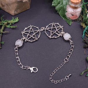 Pentagram Armband Bergkristal Verjaardagscadeau Vriendin Gotische Wicca Heks Middeleeuws Pagangoth Gotische Sieraden Pagan Larp Strega