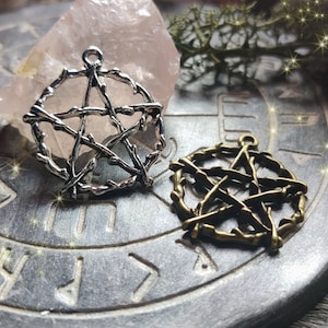 Pendant PENTAGRAM 6 || Chain Pendant Wicca Witch Witchy Magic Pagan Pagangoth Gothic Goddess Leaves Middle Ages Larp Goth Strega