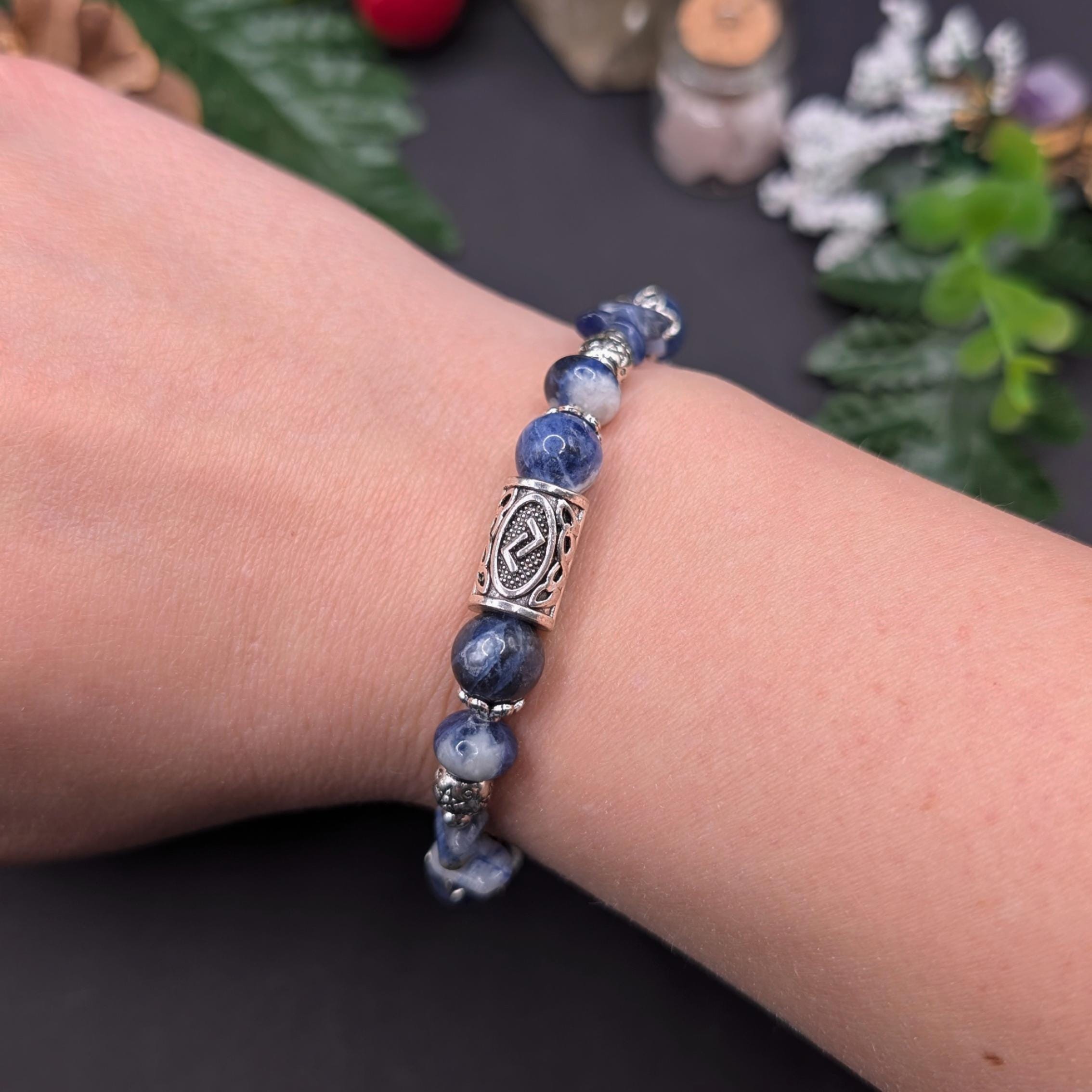 Rune Bracelet Beads Sodalite Valentine's Day Gift Girlfriend Rune Jera ...