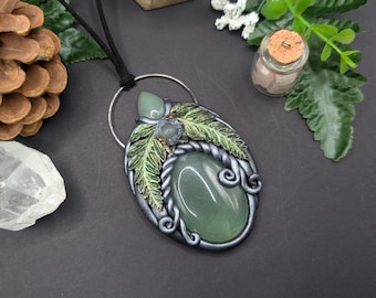 Necklace with aventurine, gift for girlfriend, birthday, Gothic, medieval market, Wicca, witch, Gothic jewelry, LARP event, dark fantasy, witch, witch jewelry