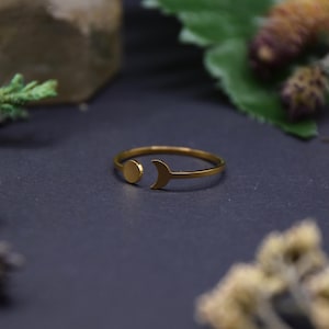 Mondphasen Edelstahl Ring silber Gothic Mond Geschenk Freundin Geburtstag Halbmond Vollmond Goth Mittelalter Strega Witch Witchy Hexe