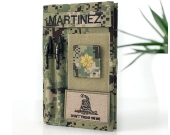 Book cover for green journal with hook and loop closure | Military journal | Army | Air force | Marine Corps | Navy | Military gift. Style 5
