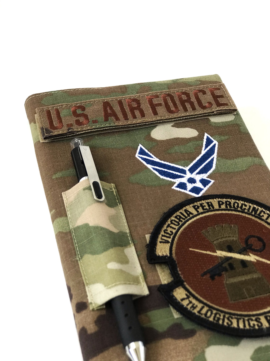 Air Force book cover with logo and Velcro for name tag/patches | Etsy