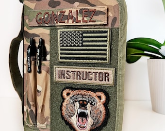 Zippered Book cover for notebooks, fits A5 size and issue military journal 5x8" | Army | Air Force | Green Camo