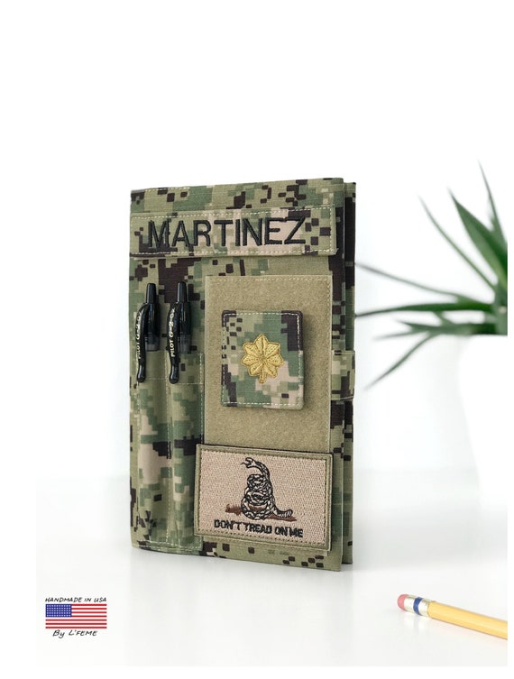 Book cover for green journal 5x8” with hook/loop closure | Military journal | Army | Air force | Marine Corps | Navy | Military gift.Style 5