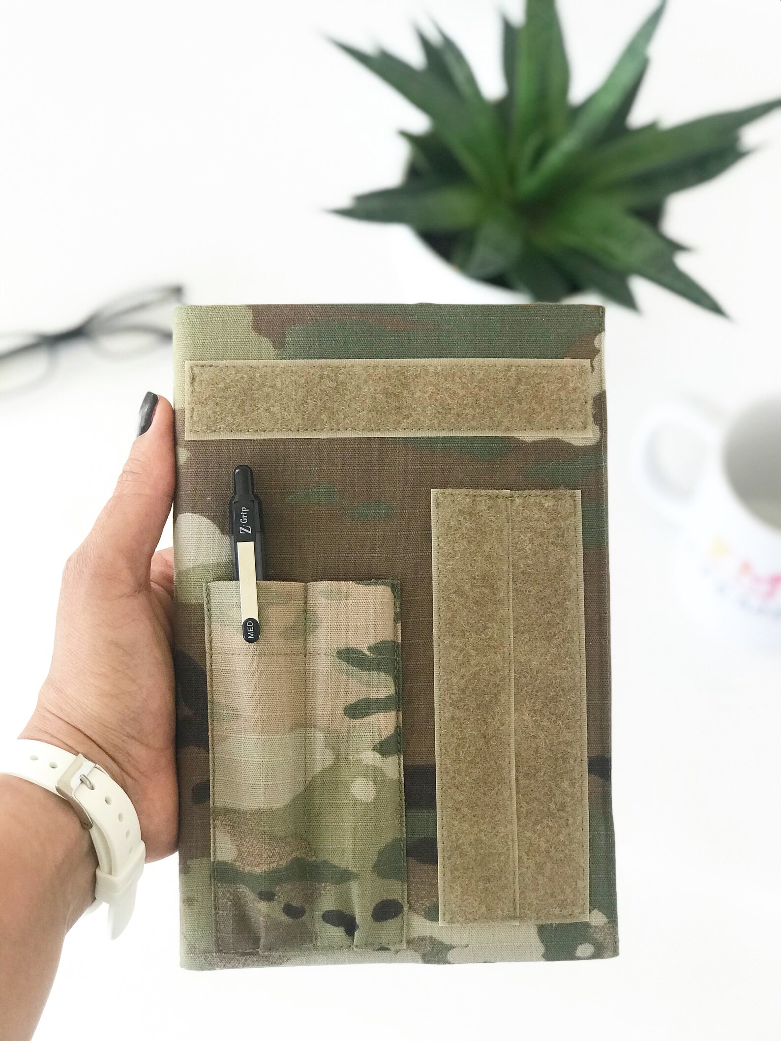 Military camouflage Cover Book with Velcro for name tags Etsy