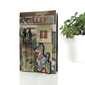 Book cover for green leader journal 5x8” with tape for patches | Army | Air force | Marine  Corps | Navy | Military gift | Xmas gift.Style 1