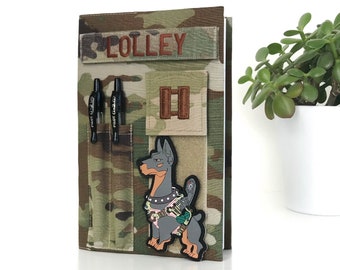 Book cover for military personnel with Velcro for name tags | Army | Air force | Marine  Corps | Navy | Military gift | Xmas gift. Style 1