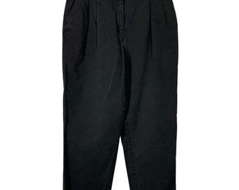 Pantalon chino noir vintage Lauren Ralph Lauren LRL pour femmes - Taille 16 - Plissé