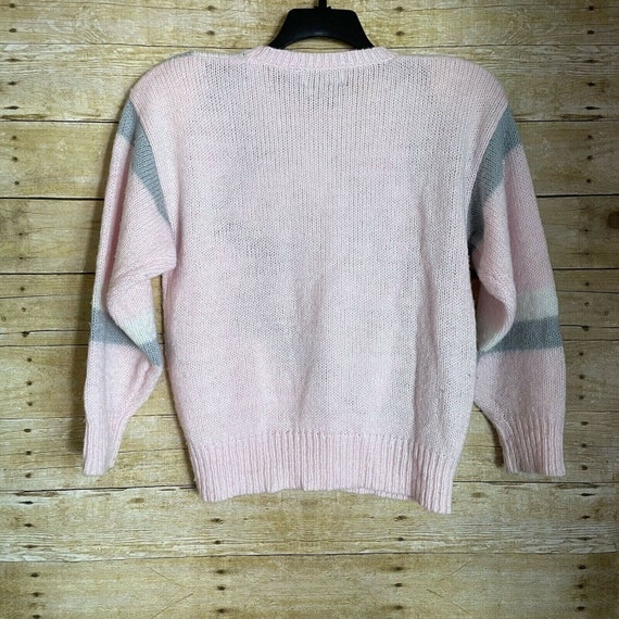 Andene Vintage 1980’s Pink & Gray Abstract Sweate… - image 4