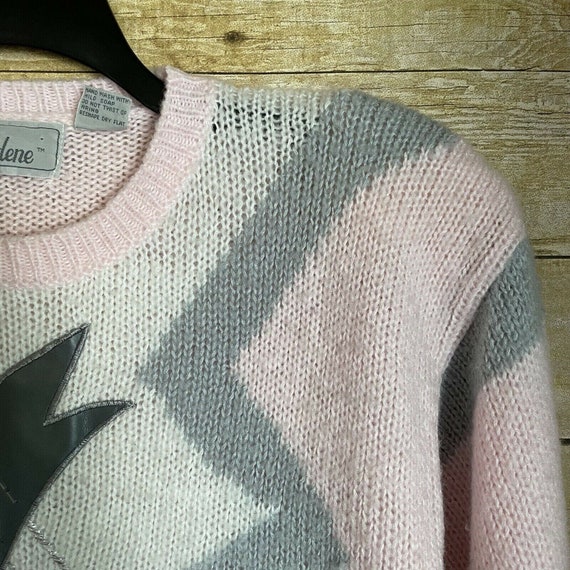 Andene Vintage 1980’s Pink & Gray Abstract Sweate… - image 5