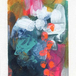 Abstract hand painted original mixed media painting 5x7, small wall gallery art, abstract wall art