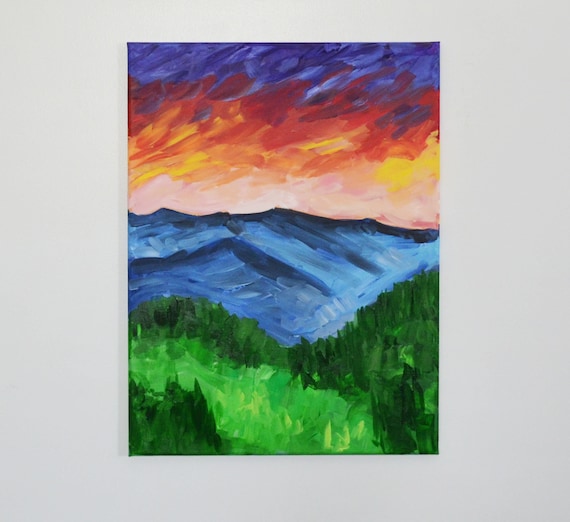 Mountains Acrylic Modeling Paste Painting Size 16x16 Inches 