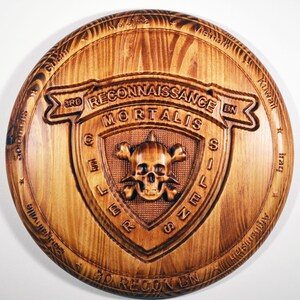 USMC 3rd Reconnaissance Battalion, Marine Corps Special Forces, stained 3d wood carving, military plaque