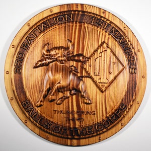 USMC 3rd Battalion 1st Marines, Thundering Dritte, Marinekorps, 3D Holzschnitzerei, Militär Gedenktafel