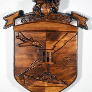 USMC 3rd Anglico 12&quot;, eenheidsembleem, US Marine Corps, militaire plaquette