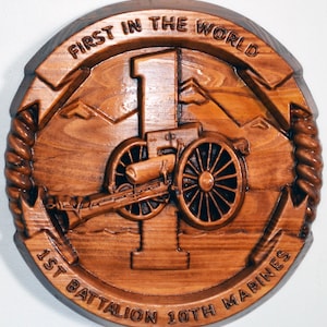 USMC 1st Battalion 10th Marines, US Marine Corps wood plaque, military plaque