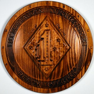 USMC 1st Battalion 1st Marines, 1st of the 1st Marine Corps, 3D-houtsnijwerk, militaire plaquette