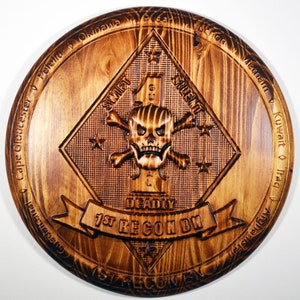 USMC 1st Reconnaissance Battalion, Marine Corps Special Forces, CNC 3d wood carving, military plaque