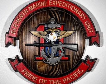 USMC 11th Marine Expeditionary Unit, 12" Painted Plaque